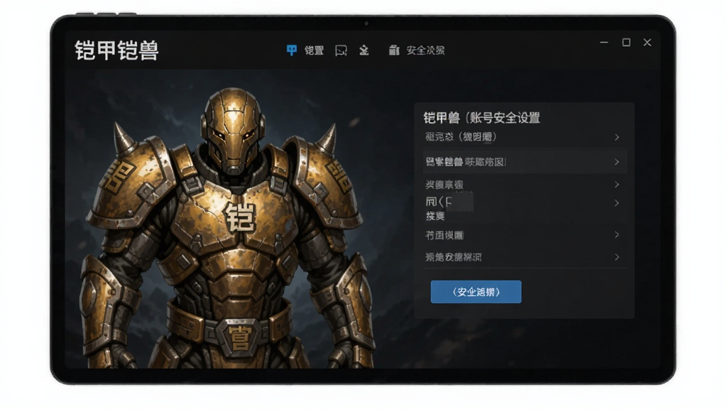 铠甲兽账号安全设置界面