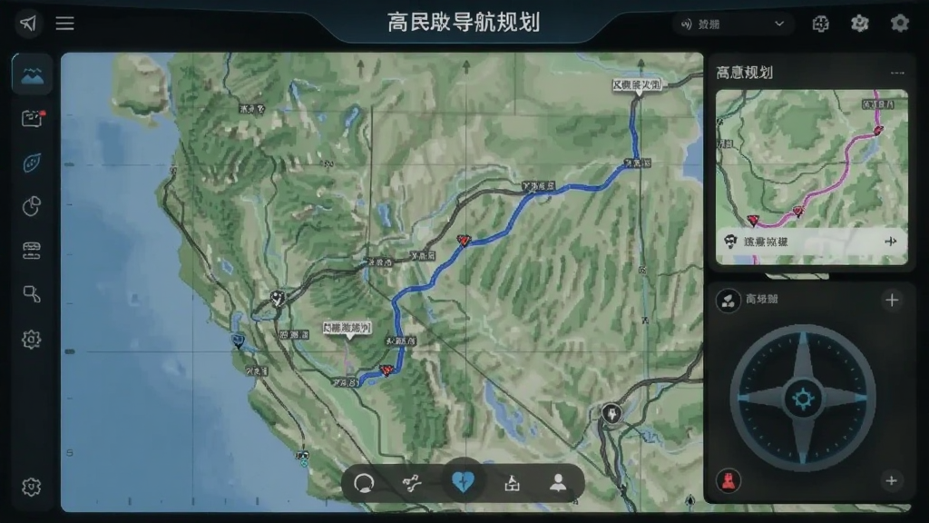 高阶地图导航路线规划界面
