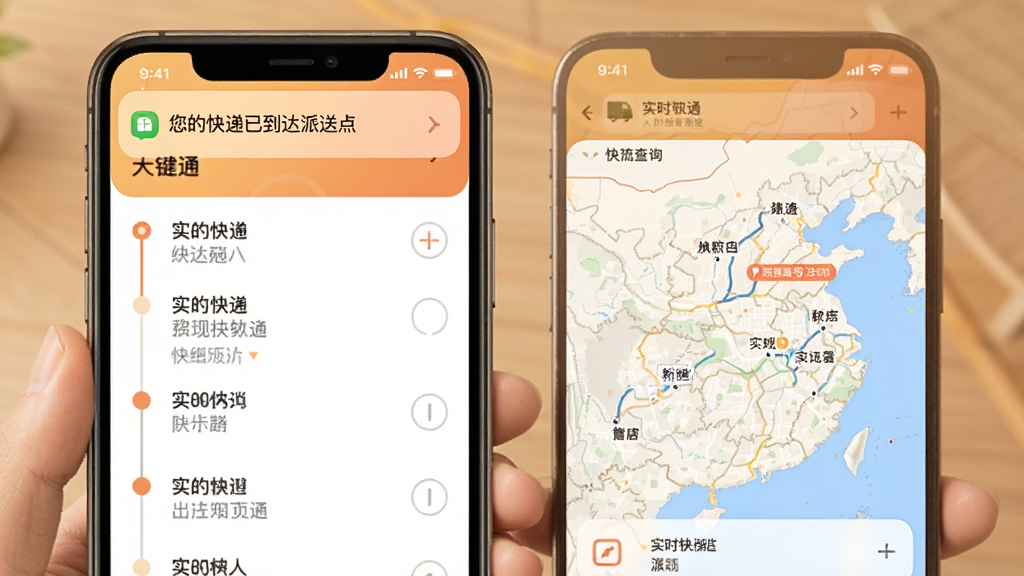 ��ݵ��Ų�ѯһ��ͨ�����켣���ͽ��棬�ֻ�֪ͨ����ʾ�����Ŀ���ѵ������͵㡱�����Ѻ��������Ļͬʱչʾ��ϸ������ʱ���ߵ�ͼ���������ůɫϵ���Ӿ����ʣ�ͻ��ʵʱ���͹���