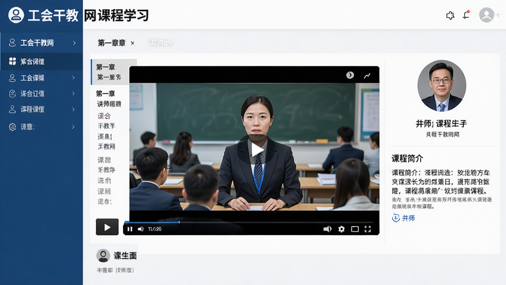 ����ɽ����γ�ѧϰ���棬չʾ��Ƶ����ҳ�棬�����½��б�����ʦ��Ϣ���γ̼��
