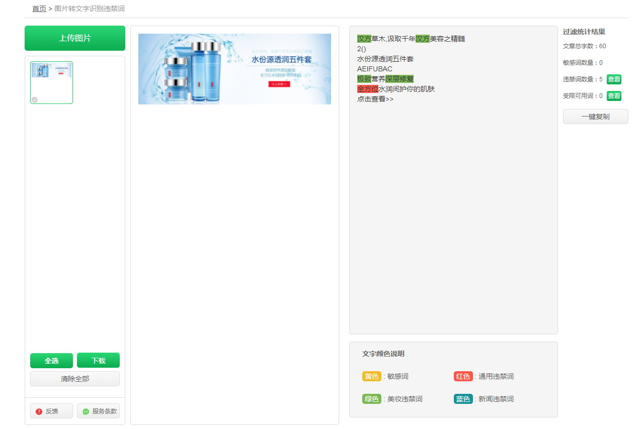 句易查词检测结果展示