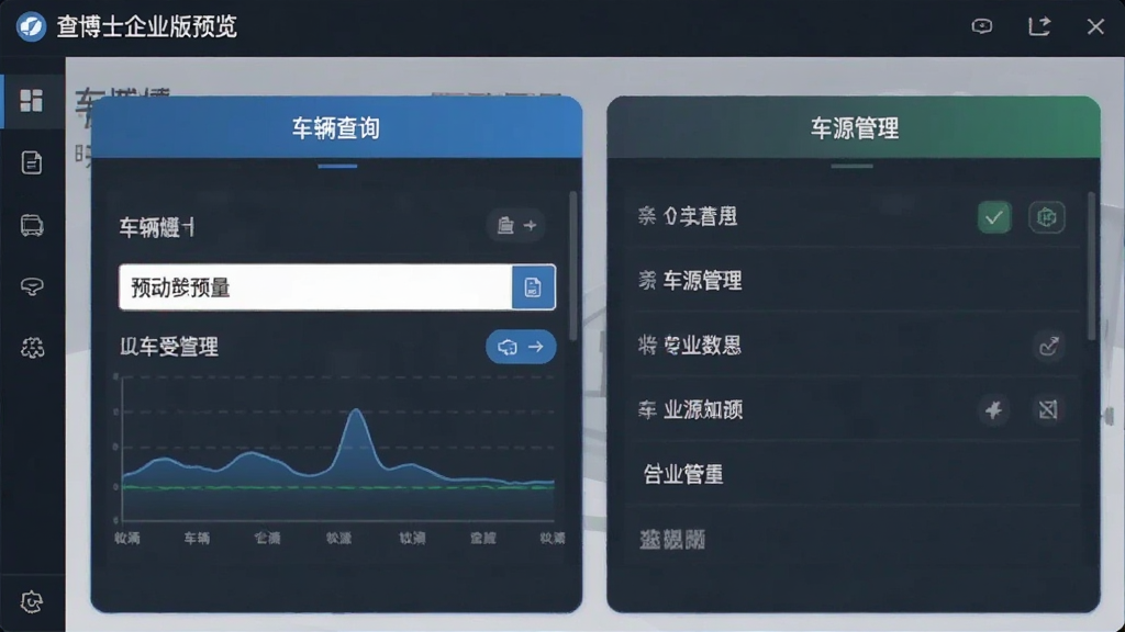 查博士企业版预览图:软件主界面展示车辆查询与车源管理功能